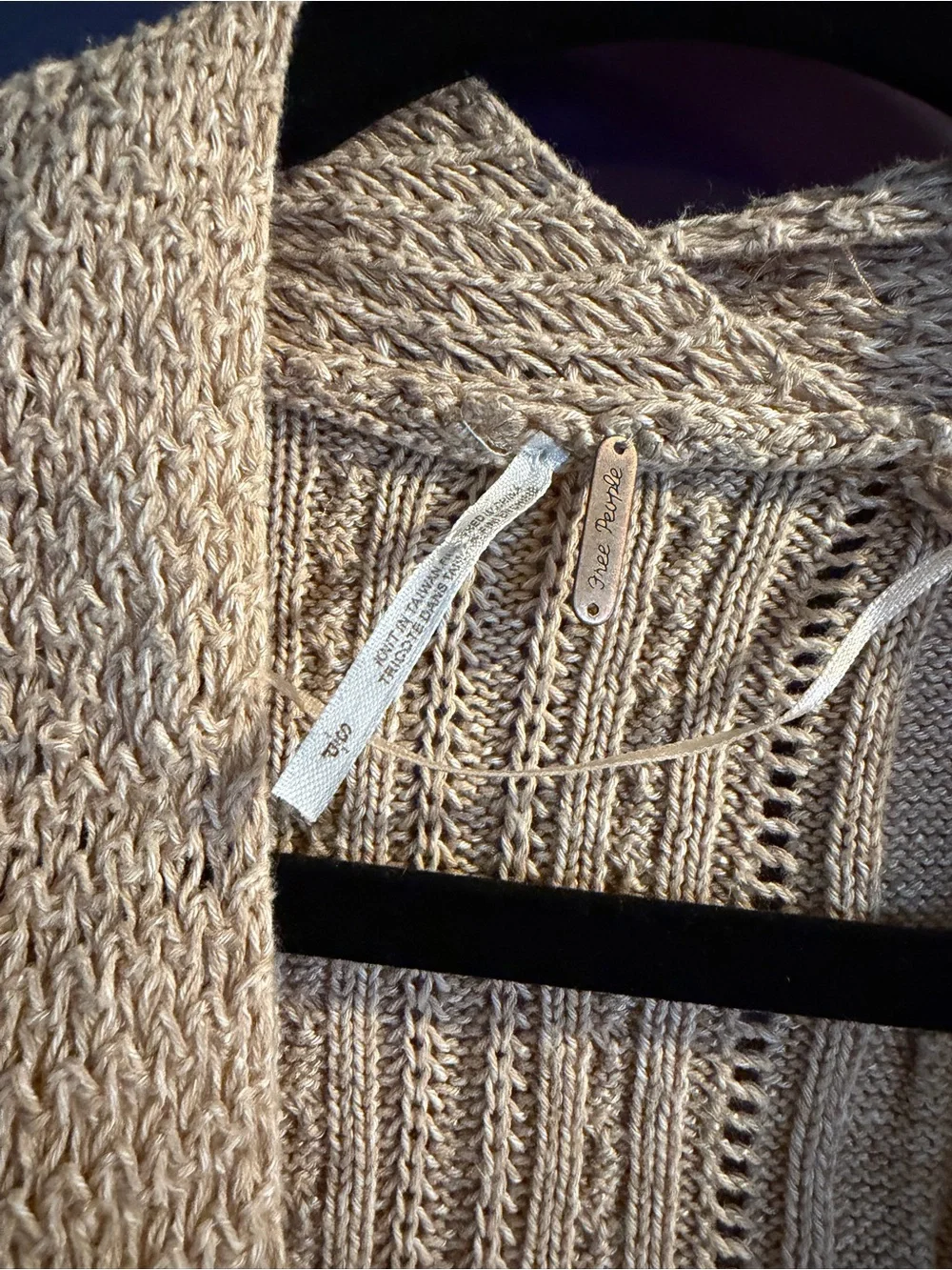 Free People Cable Knit Cocoon Cardigan Sweater Oatmeal NWOT Small